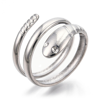 304 Stainless Steel Snake Twist Rings, Adjustable Rings, Wrap Rings for Women Girls, Stainless Steel Color, US Size 6(16.9mm)