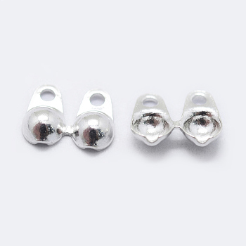925 Sterling Silver Bead Tips Knot Covers, Silver, 7x5x1.2mm, Hole: 0.8mm, Inner Diameter: 2mm, about 130pcs/10g
