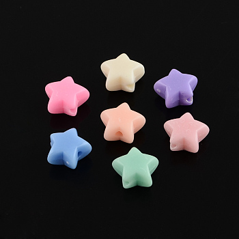 Solid Color Opaque Acrylic Five-Pointed Star Beads, Mixed Color, 11x6mm, Hole: 2mm