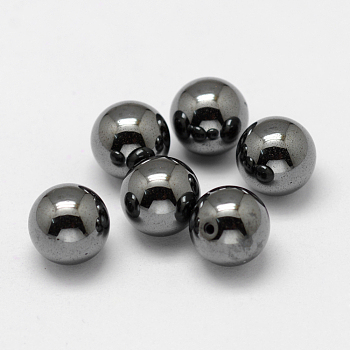 Non-magnetic Synthetic Hematite Beads, Half Drilled, Round, 5mm, Hole: 1mm