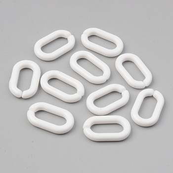 Opaque Acrylic Linking Rings, Quick Link Connectors, For Jewelry Cable Chains Making, Oval, Creamy White, 27x16x4mm, Inner Diameter: 19x8mm, about 490pcs/500g