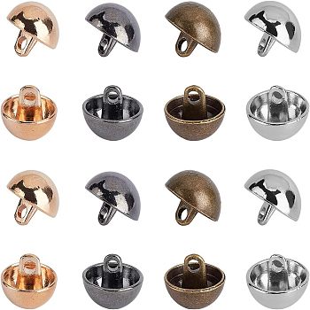 Alloy Shank Buttons, 1-Hole, Dome/Half Round, Mixed Color, 12.5x10mm, Hole: 1.5mm, 80pcs/box