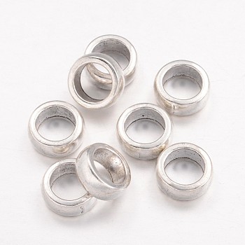 Tibetan Style Spacer Beads, Rondelle, Lead Free and Cadmium Free, Antique Silver, 11x5mm, Hole: 7.5mm