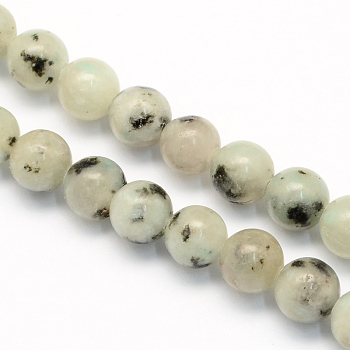 Natural Sesame Jasper/Kiwi Jasper Round Beads Strands, 6.5mm, Hole: 1mm, about 63pcs/strand, 15.5 inch