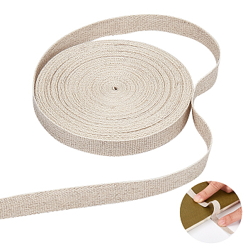 10M Linen Jute Ribbons for Craft Making, Flat, Bisque, 3/8 inch(10mm), about 10.94 Yards(10m)/Bag