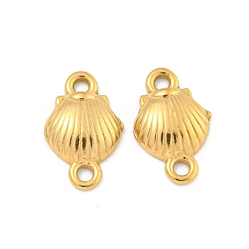 Ion Plating(IP) 304 Stainless Steel Links Connector Charms, Shell Shape, Real 18K Gold Plated, 11.5x7.5x2mm, Hole: 1mm