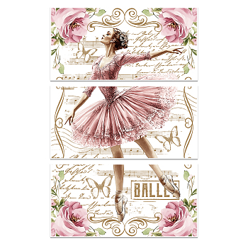 3Pcs PVC Waterproof Decorative Stickers, Self Adhesive Decals for Furniture Decoration, Ballet, 15x30cm