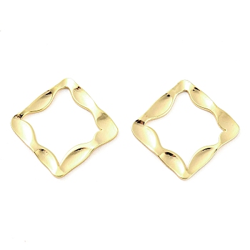 Brass Linking Rings, Irregular Wavy Rhombus Connectors, Real 18K Gold Plated, 13x13x1mm