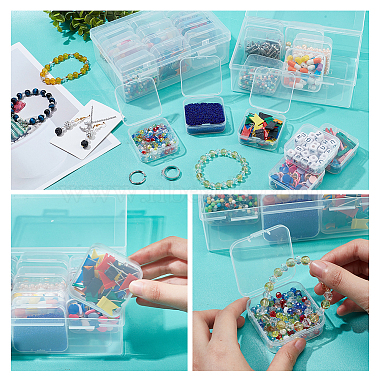 Rectangle PP Plastic Bead Organizer Storage Box with 12Pcs Small Plastic Hinged Lid Beads Containers(CON-WH0088-32)-3