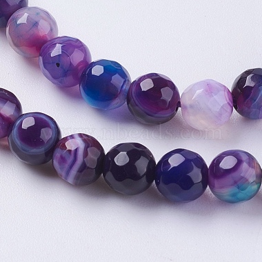 Faceted Round Dyed Natural Striped Agate/Banded Agate Beads Strands(G-G581-6mm-M)-3