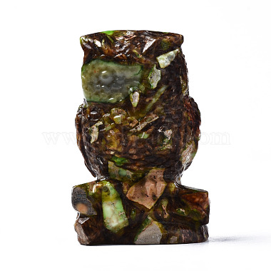Owl Assembled Natural Bronzite & Synthetic Imperial Jasper Model Ornament(G-N330-63)-5