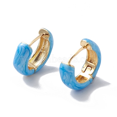 Серьги-кольца из латуни с эмалью для женщин(EJEW-A093-10G)-2