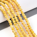 Natural Mashan Jade Beads Strands, Round, Dyed, Gold, 4~5mm, Hole: 0.7mm, about 92~95pcs/strand, 15.35~15.75 inch(39~40cm)(G-A255-A01-04D)