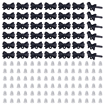 42Pcs Spray Painted Alloy Stud Earring Findings, with Brass Pins and Horizontal Loops, Bowknot, with 84Pcs Plastic Ear Nuts, Black, 10x17mm, Hole: 1.5mm, Pin: 11.5x0.7mm(FIND-ME0004-22A)