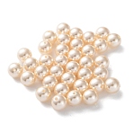 Plastic Imitation Pearl Beads, Round, Navajo White, 10x9.5mm, Hole: 1.6mm(FIND-M059-01D-02)
