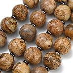 Natural Picture Jasper Beads Strands, Round, 30~30.5mm, Hole: 1.5mm, about 6pcs/strand, 7.87''(20cm)(GG-CBA007A-D08-02)