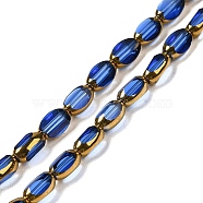Electroplate Transparent Glass Beads Strands, Faceted Oval, Royal Blue, 7x4.5x3.5mm, Hole: 1mm, about 50pcs/strand, 12.99''(33cm)(EGLA-Q127-A01-01C)