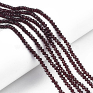 Glass Beads Strands, Faceted, Rondelle, Purple, 3.5x3mm, Hole: 0.4mm, about 123~127pcs/strand, 13.78 inch~14.17 inch(35~36cm)(EGLA-A034-T3mm-D26)