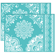 Self-Adhesive Silk Screen Printing Stencil, for Painting on Wood, DIY Decoration T-Shirt Fabric, Turquoise, Floral Pattern, 280x220mm(DIY-WH0338-163)