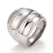 304 Stainless Steel Textured Chunky Ring for Men Women, Stainless Steel Color, US Size 6 1/4(16.7mm)~US Size 10(19.8mm)(RJEW-B040-16P)
