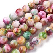 Jade Beads Strands, Natural White Jade, Dyed, Round, Colorful, 6mm, Hole: 1mm, about 69pcs/strand, 15.7 inch(G-D264-6mm-XH19)