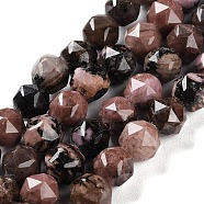 Natural Rhodonite Beads Strands, Faceted, Double Hearted & Star Cut Beads, 7~8.5x7.5~8mm, Hole: 0.8~1mm, about 48~50pcs/strand, 15.16~15.55 inch(38.5~39.5cm)(G-NH0021-A19-01)