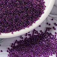 MIYUKI Round Rocailles Beads, Japanese Seed Beads, (RR352) Fuchsia Lined Aqua Luster, 15/0, 1.5mm, Hole: 0.7mm, about 27777pcs/50g(SEED-X0056-RR0352)