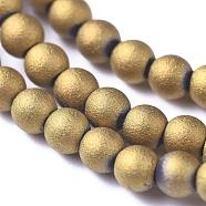 Electroplated Frosted Glass Bead Strands, Round, Golden Plated, 2.5mm, Hole: 0.7mm, about 150pcs/strand, 15.35 inch(39cm)(EGLA-G071-C02)