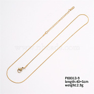 Unisex Stainless Steel Snake Chains Necklaces, Golden, 15.75 inch(40cm)(CZ5229-3)