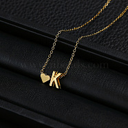 Alloy Letter Heart Pendant Necklaces for Women, Golden, Letter K, 15.75 inch(40cm)(WGBB55E-07)