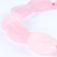 Natural Gemstone Rose Quartz Nuggets Bead Strands, 22~38x15~30x8~20mm, Hole: 2mm, about 10~17pcs/strand, 16.54 inch(G-E218-08)