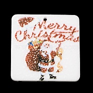 Christmas Themed Acrylic Pendants, Santa Claus, Square, 30x30x2mm, Hole: 1.4mm(SACR-P022-02A)