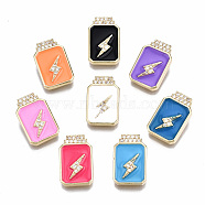 Brass Micro Pave Clear Cubic Zirconia Pendants, with Enamel, Cadmium Free & Nickel Free & Lead Free, Bottle with Lightning, Real 16K Gold Plated, Mixed Color, 17x11x5mm, Hole: 4x1.5mm(ZIRC-S067-057-NR)