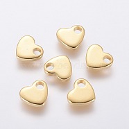 201 Stainless Steel Charms, Stamping Blank Tag, Heart, Real 24k Gold Plated, 6x7x1.5mm, Hole: 1.6mm(STAS-L234-045B-G)