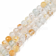 Natural Topaz Beads Strands, Faceted, Round, Grade AB, Gold, 4mm, Hole: 0.3mm, about 97pcs/strand, 15.55 inch(39.5cm)(X-G-C080-A01-02)
