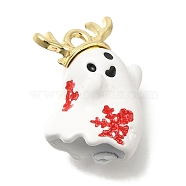 Christmas Theme Alloy Enamel Pendants, Golden, Ghost, 17.5x13.5x8mm, Hole: 1.5mm(ENAM-B025-01F-03G)