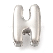 304 Stainless Steel Slide Charms, Stainless Steel Color, Letter H, 9x6.5x4.5mm, Hole: 3x2mm(STAS-B075-37P-H)