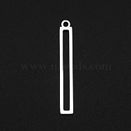 201 Stainless Steel Pendants, Laser Cut, Hollow, Rectangle/Bar, Stainless Steel Color, 32x4x1mm, Hole: 1.6mm(STAS-N090-LA046)