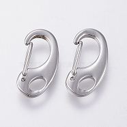 304 Stainless Steel Push Gate Snap Keychain Clasp Findings, Stainless Steel Color, 16x8x3mm(X-STAS-G039-05P)