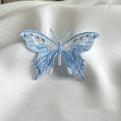 Butterfly Self Adhesive Computerized Embroidery Cloth Iron on/Sew on Patches, Costume Accessories, Appliques, Sky Blue, 50x80mm(WG33086-04)