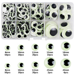 Half Round Luminous Plastic Craft Wiggle Eyes Cabochons, Glow in the Dark, for DIY Doll Toys Plush Animal Making, Rectangle, 127x68x23mm, 222pcs/box(PW-WG98289-04)