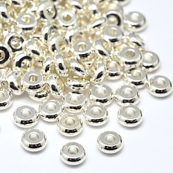 Brass Flat Round Spacer Beads, Silver, 4x1.5mm, Hole: 1.5mm(KK-M085-13S-NR)