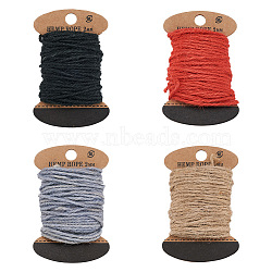 4 Boards 4 Colors Jute Cord, Jute String, Jute Twine, 3 Ply, for Jewelry Making, Mixed Color, 2mm, 1board/color(OCOR-CW0001-05)