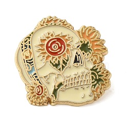 Alloy Enamel Pin Brooch, for Clothes Backpack, Skull, 31x31.5mm(JEWB-B021-02G-02)