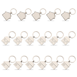 17Pcs 3 Style Zinc Alloy Keychain, with Iron Key Ring, House, Platinum, 66~73mm, 5~6pcs/style(KEYC-CA0001-22)