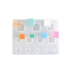 Silicone Molds, Resin Casting Molds, For UV Resin, Epoxy Resin Jewelry Making, Square, White, 85.5x65x15.5mm, Cube: 3~14mm(DIY-F033-05B)