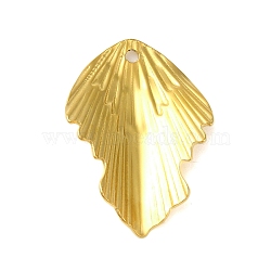 Ion Plating(IP) 304 Stainless Steel Pendants, Leaf Charm, Real 18K Gold Plated, 30.5x22.5x3.5mm, Hole: 1.8mm(STAS-C104-48G)