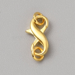 925 Sterling Silver Hook Clasps, 8 Shape, with Ring, Golden, 14.5x8x3mm(STER-WH20012-01G)