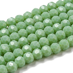 Opaque Glass Beads Stands, Faceted(32 Facets), Round, Dark Sea Green, 6mm, Hole: 1mm, about 98pcs/strand, 20.47''(52cm)(EGLA-A035-P6mm-D20)