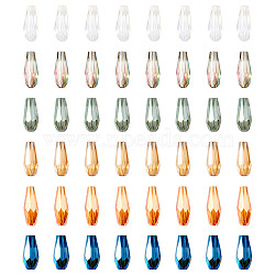 120Pcs 6 Colors Electroplate Glass Beads Strands, Half Plated, Faceted, Teardrop, Mixed Color, 9~10x4mm, Hole: 0.8mm, 20pcs/color(EGLA-TA0001-65)